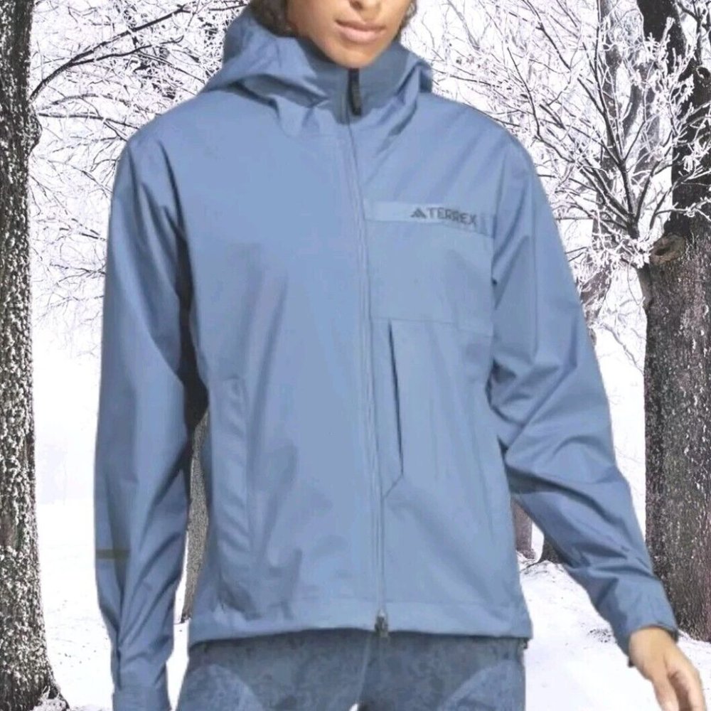 Adidas Terrex Multi Rain.rdy 2.5-Layer Rain Jacket - Steel - Women's Size XL NEW